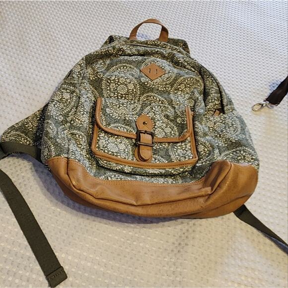 POTTERY BARN TEEN EUC NORTHFIELD LEATHER CANVAS BACKPACK - Picture 1 of 8